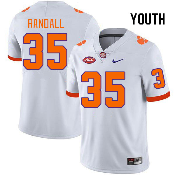 Youth #35 Austin Randall Clemson Tigers College Football Jerseys Stitched Sale-White - Click Image to Close